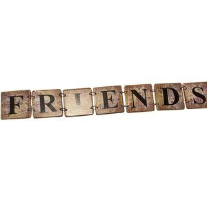 Rustic Wooden Sign Friends Hinged Tile‎ Wall Decor 18 1/3"